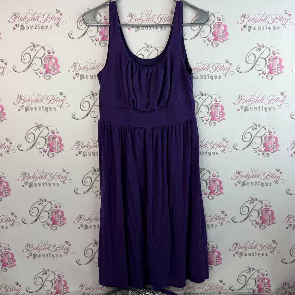 Joei & I dress Y2K slowly, draping design, deep, royal Chic Purple Midi Dress